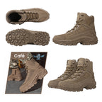 A pair of Arenzza tactical sports boots with waterproof, non-slip soles and reinforced toes, suitable for outdoor and military use.