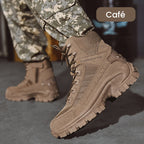 A pair of Arenzza tactical sports boots in coffee color with waterproof material, reinforced toe, and non-slip grip for outdoor use.