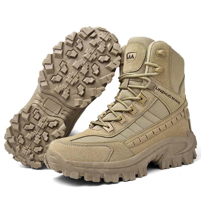 A pair of Arenzza tactical sports boots with waterproof material, reinforced toe, and non-slip grip for outdoor and military use.