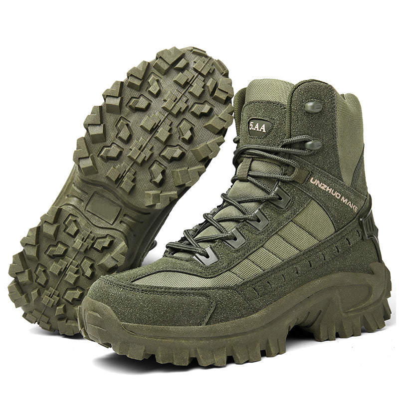 A pair of Arenzza tactical sports boots with waterproof material, reinforced toe, and non-slip soles for outdoor and military use.
