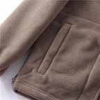 A unisex Arenzza double-layer hooded jacket in a neutral color, showing its layered design and adjustable hood.