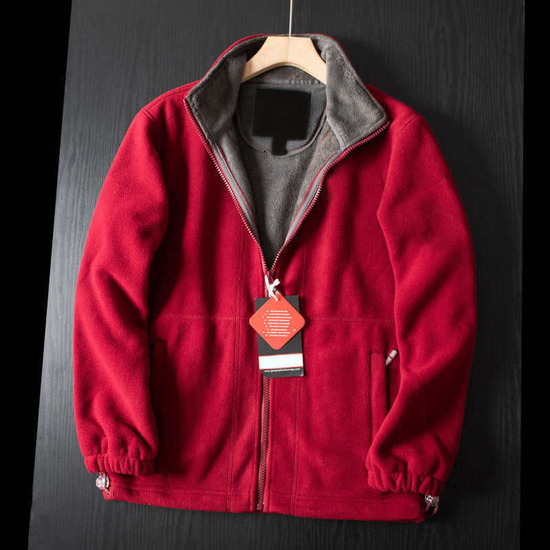 Aarenzza unisex double-layer hooded jacket in neutral color, showcasing its layered design and hood on a plain background.