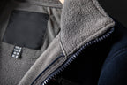 Aarenza unisex double-layer hooded jacket in black, featuring a zip-up front and adjustable drawstrings, suitable for men and women.