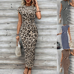 Aarenza women's leopard print knot bodycon dress featuring a tummy-flattering front knot, perfect for parties and date nights.