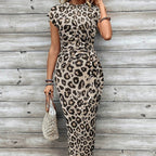 Women's leopard print knot bodycon dress by Arenzza, featuring a flattering fit, perfect for parties or date nights.