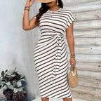 Aarenza women's leopard print knot bodycon dress, tummy-flattering design, stylish and comfortable for parties or date nights.