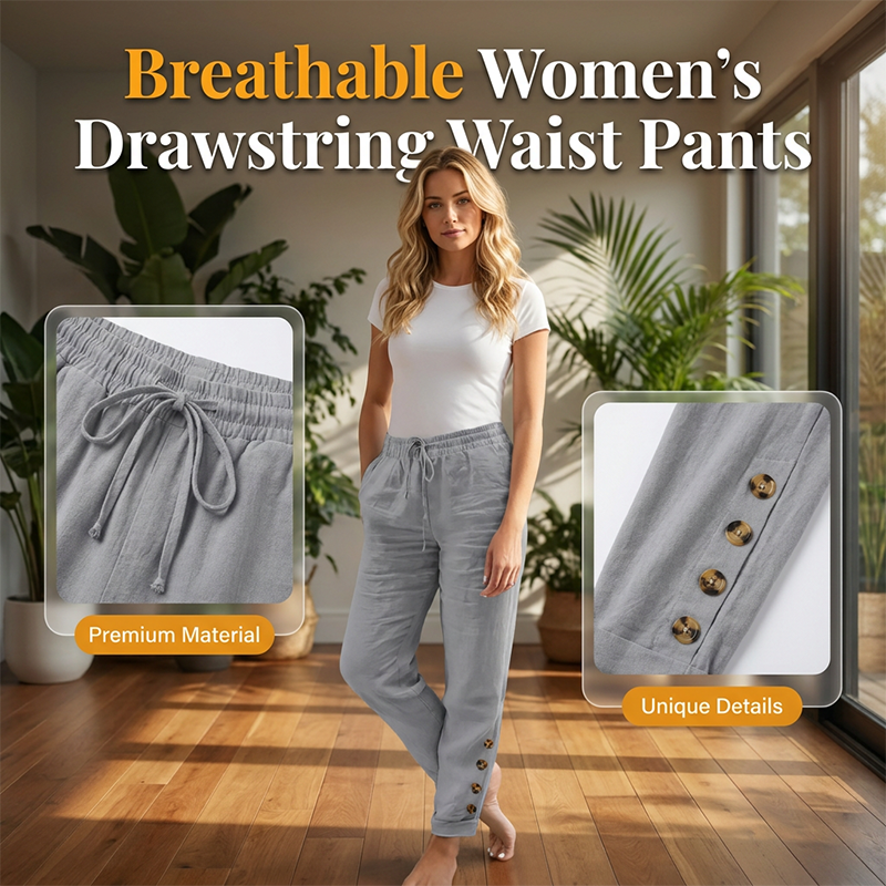 A pair of Arenzza ultra-comfort drawstring pants with relaxed fit, soft breathable fabric, and functional pockets, ideal for all-day wear.