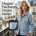 Women's loose floral lace patchwork denim jacket by Arenzza featuring floral lace details and casual fit for stylish layering.