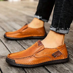 A pair of breathable calfskin leather men's shoes by Arenzza, featuring a classic design and comfortable fit.
