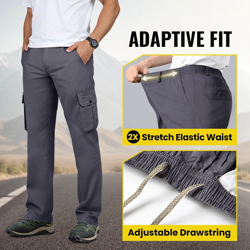 A pair of men's multi-pocket cargo pants in olive green by Arenzza, featuring multiple side and back pockets for practical style.