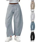 A pair of Arenzza drawstring pocket Capri sweatpants with elastic waistband and side pockets, casual and comfortable clothing for women.
