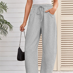 Aarenza drawstring pocket Capri sweatpants in soft fabric with side pockets and elastic waist, perfect for casual wear.