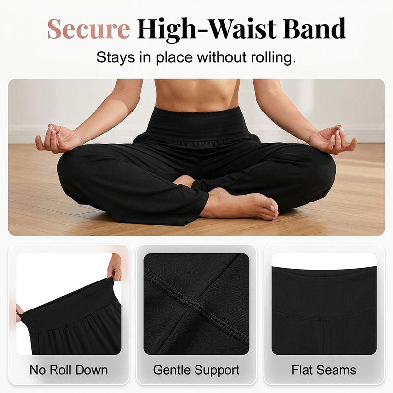A pair of Arenzza high-waist yoga and lounge pants with pockets, made for comfort and casual wear, shown in a relaxed fit.