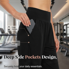 Arenzza high-waist yoga and lounge pants with pockets, made for comfort, shown in a relaxed fit with a soft fabric appearance.