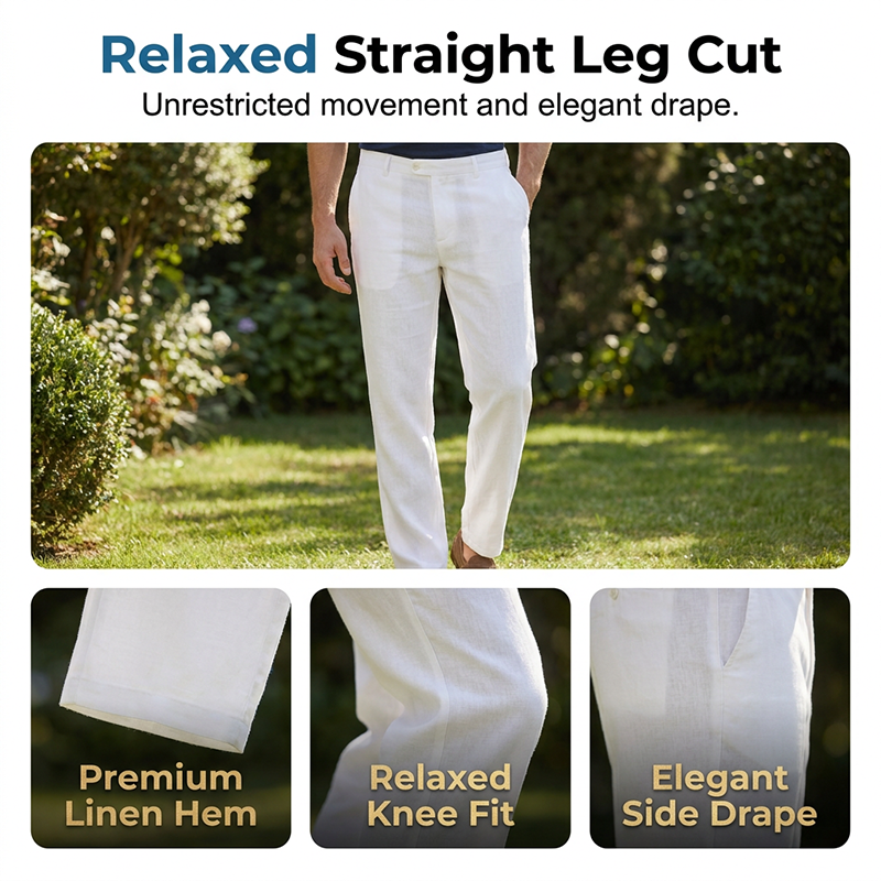 A pair of men's casual straight leg pants by Arenzza, displayed flat in a neutral setting, showcasing the fit and fabric details.