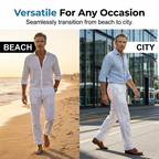 Men's casual straight-leg pants by Arenzza, featuring a comfortable fit, neutral color, and classic design, displayed on a model.