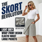Women's casual elastic waist wrap skort by Arenzza, featuring a comfortable fit and stylish design, shown in a neutral fabric.