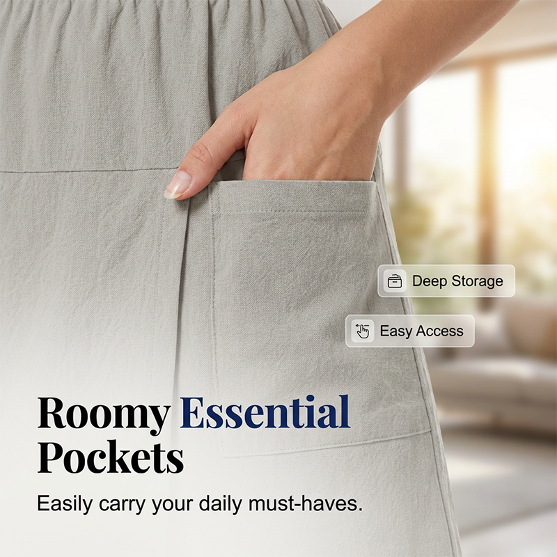 Aarenza women's casual elastic waist wrap skort in neutral fabric, showing the relaxed fit and wrap-style design.