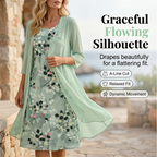 A women's elegant chiffon dress and matching cardigan 2-piece set by Arenzza, displayed on a hanger against a neutral background.