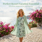 Women's elegant chiffon dress and cardigan 2-piece set by Arenzza, featuring lightweight fabric and stylish design.