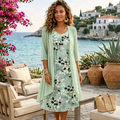 Women's elegant chiffon dress and cardigan 2-piece set by Arenzza, featuring flowing fabric and stylish design.