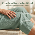 Women's solid-color pleated cotton-linen cropped pants from Arenzza, featuring a relaxed fit and stylish pleats.