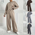 Aarenza women's cozy long-sleeve top and pants set in soft fabric, perfect for comfortable casual wear.