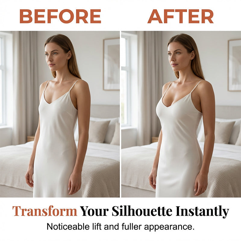 Arenzza double-sided adhesive bra inserts for clothing and accessories, showing the clear, reusable, adhesive pads on a white background.