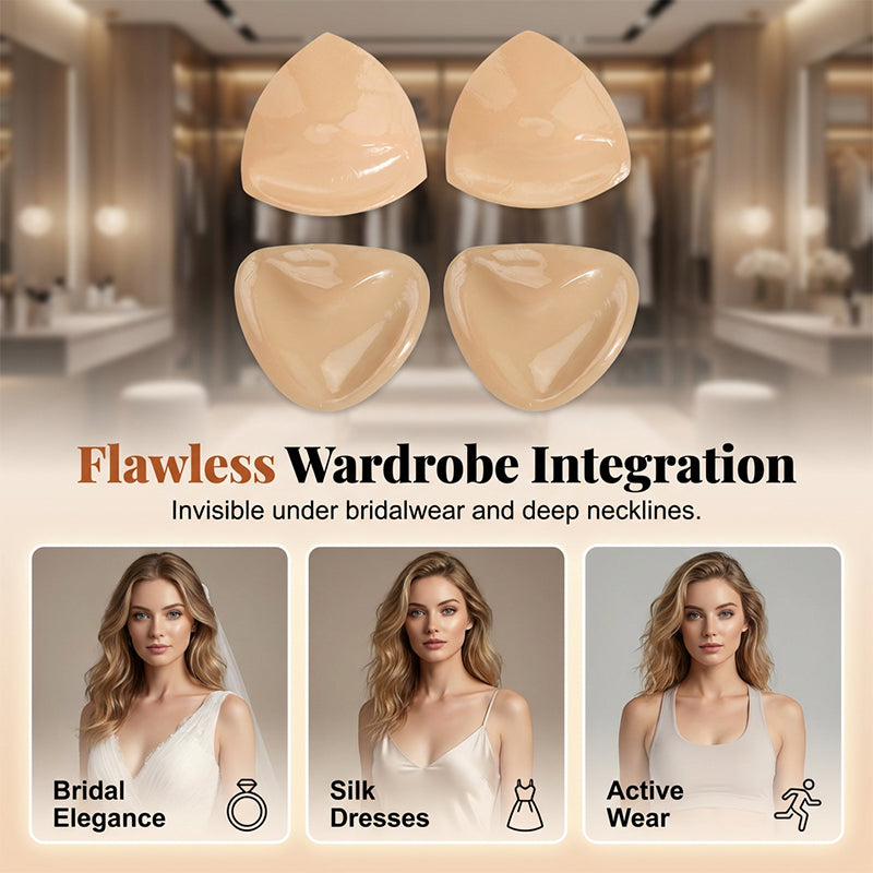 Arenzza double-sided adhesive bra inserts shown on a light-colored background, designed for seamless support and shaping in clothing.