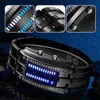 Arenzza men's Binary LED watch with stainless steel band, blue light display, sporty design, water-resistant, modern accessory.