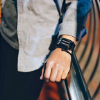 A men's binary LED watch by Arenzza with stainless steel band, blue light display, sporty design, water-resistant and modern style.