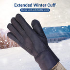 Arenzza warm soft lined gloves with extended cuffs, perfect for cold weather, shown in a close-up view of the gloves.