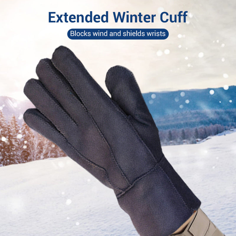 Arenzza warm soft lined gloves with extended cuffs, perfect for cold weather, shown in a close-up view of the gloves.