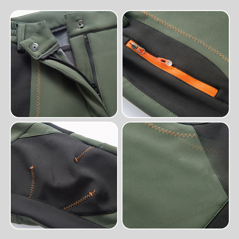 A pair of Arenzza waterproof and windproof hiking pants with elastic waistband, insulated for warmth and outdoor durability.