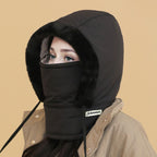 Aarenza plush-lined thermal hat with face mask, full head and face protection for extreme cold, unisex ski and mountaineering gear