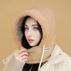 A plush-lined thermal hat with face mask, unisex, designed for extreme cold, suitable for skiing and mountaineering, by Arenzza.