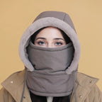 Aidenza plush-lined thermal hat with face mask, unisex winter headgear for skiing and mountaineering, full head and face protection