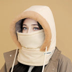 Aarenza plush-lined thermal hat with face mask providing full head and face protection for cold weather, suitable for skiing and mountaineering.