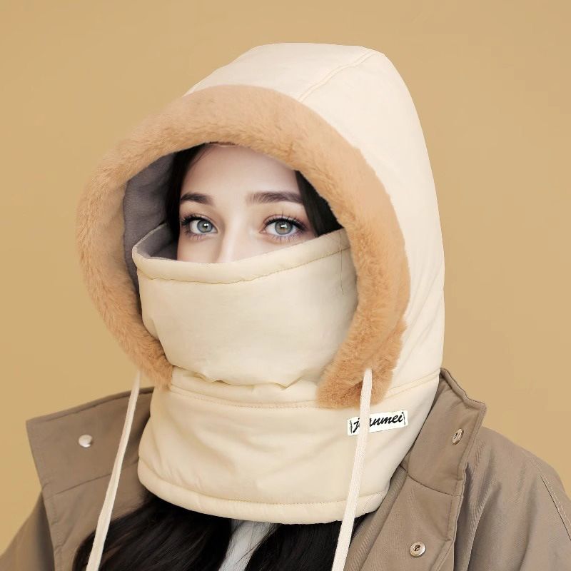 Aarenza plush-lined thermal hat with face mask providing full head and face protection for cold weather, suitable for skiing and mountaineering.
