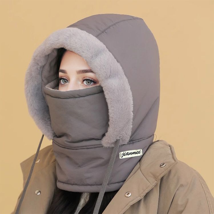 Aarenza plush-lined thermal hat with face mask, full head and face coverage for extreme cold, unisex ski and mountaineering gear.