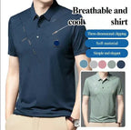 Men's ice silk stretch shirt by Arenzza, cool and comfortable men's clothing with a sleek fit, perfect for casual or formal wear.