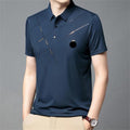 Men's ice silk stretch shirt by Arenzza, cool and comfortable men's clothing, shown in a relaxed fit on a hanger.