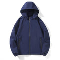 Aarenza outdoor lightweight hooded jacket in weather-resistant fabric, shown on a hanger with a drawstring hood and zip closure.