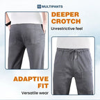 A pair of Arenzza high-stretch multi-pocket cargo pants with durable fabric, shown laid flat on a neutral background.