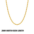 Layered gold twist rope necklaces and bracelets from Arenzza, showcasing elegant jewelry with a twisted rope design.