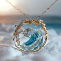 Elegant blue necklace, ring, and earrings set by Arenzza featuring coordinated jewelry with intricate design details.