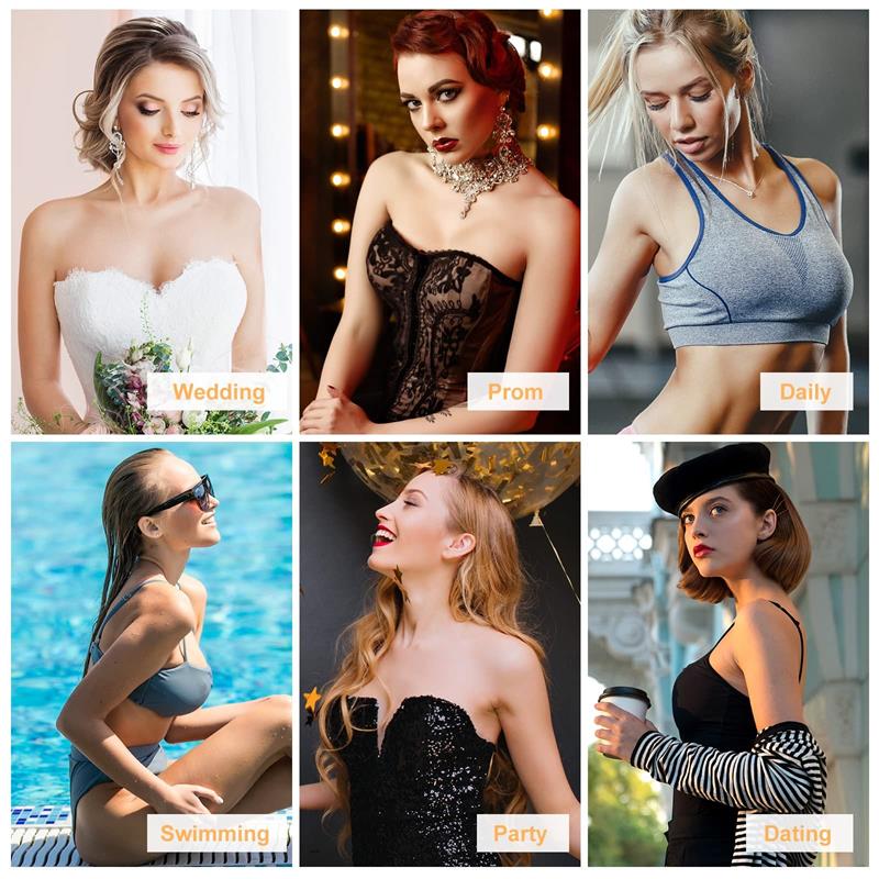 A pair of Arenzza adhesive push-up bras in black, showing the sleek design and secure adhesive sides for enhanced lift and support.