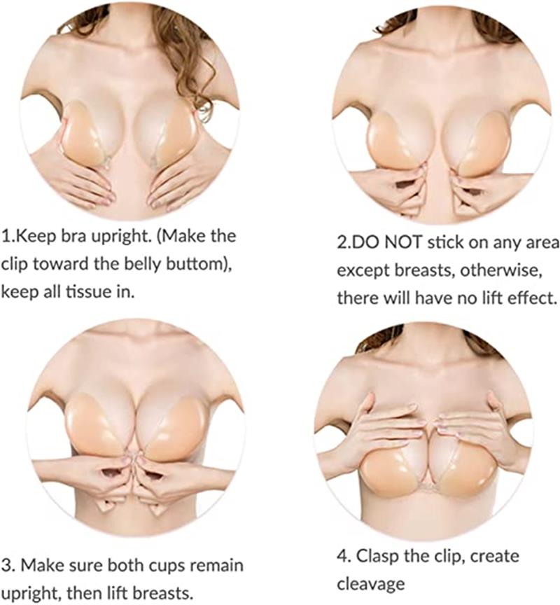 Aarenza adhesive push-up bra with two pairs, seamless design, and supportive cups, ideal for strapless or backless outfits.
