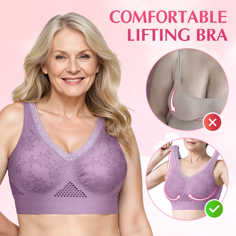 Aarenza pure cotton buttonless lifting bra in soft white, showing front view with smooth, seamless design for comfortable support.