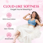 Pair of Arenzza pure cotton buttonless lifting bras in white, showcasing comfortable, seamless design with supportive fit.
